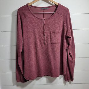 Prana Hensley Organic Cotton Long Sleeve Purple Shirt Women's sz Large